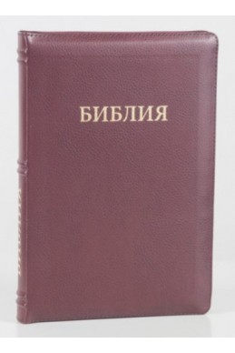 Библия на русском языке (Синодальный перевод). Золотой обрез, кожа, индексы, молния, бордовая